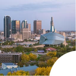 Winnipeg skyline and CMHR exterior